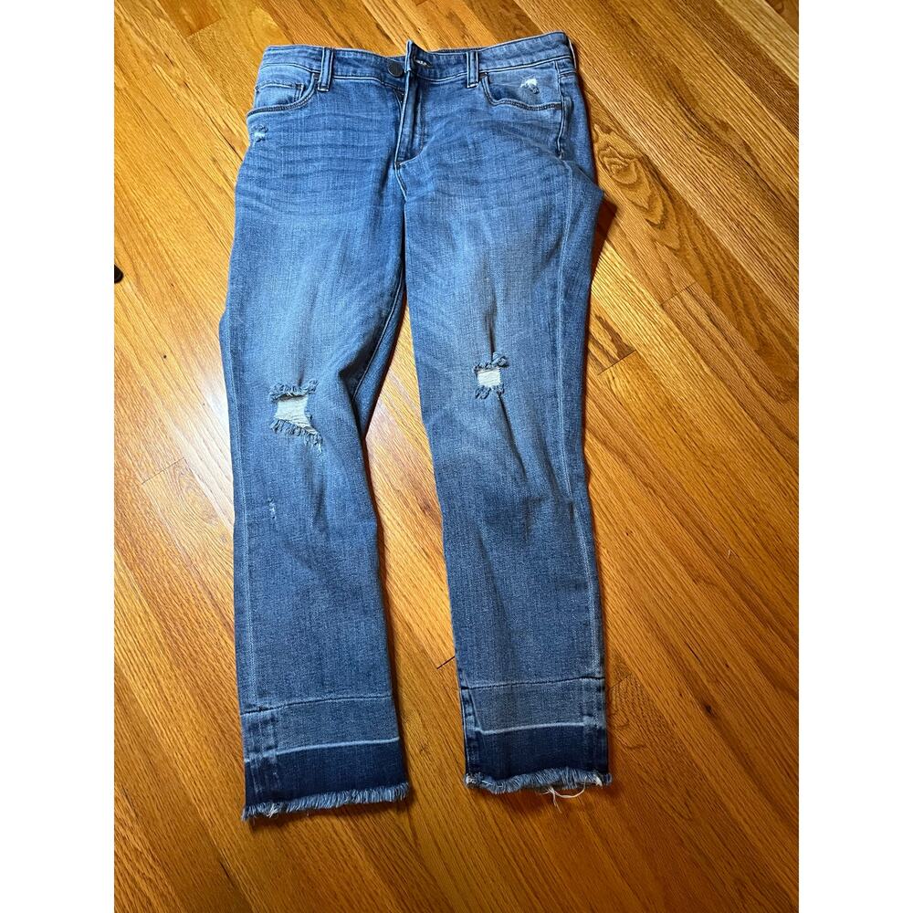 Kut from the Kloth Reese Ankle Straight Leg jeans size 6 detroyed fray hem retro